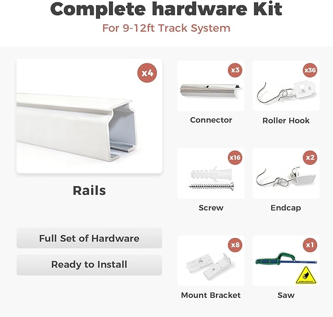 ChadMade Aluminum Ceiling Curtain Track Set - 12ft Adjustable Length - Image 5