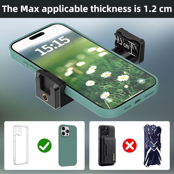 SOH Hot/Cold Shoe Phone Mount Holder, Universal 2 Ball Head Smartphone Mount - Image 9