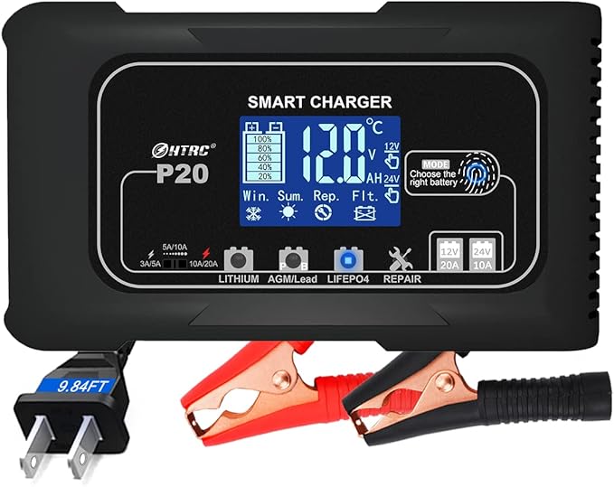 Dylannet Smart Battery Charger 20A 12V/24V Fully Automatic Maintainer, Trickle - Image 2