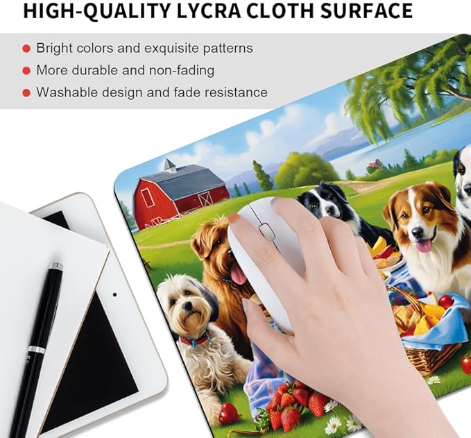 Dog Party Square Mouse pad, Waterproof, Anti Slip Rubber Base, Computer Mouse - Image 3