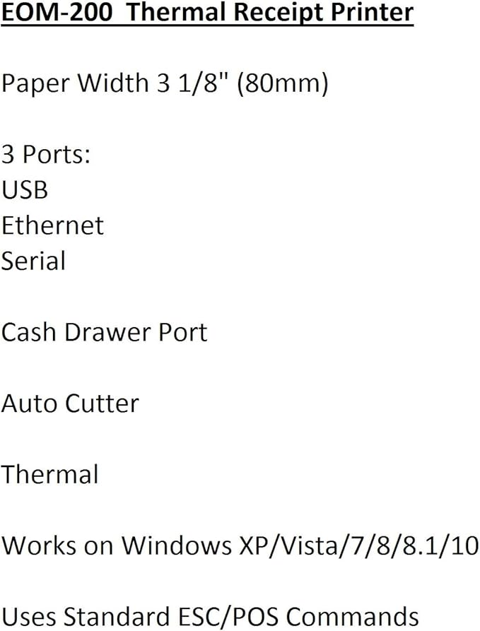 EOM-POS Heavy Duty Cash Register Drawer + Thermal Receipt Printer -for Windows - Image 3