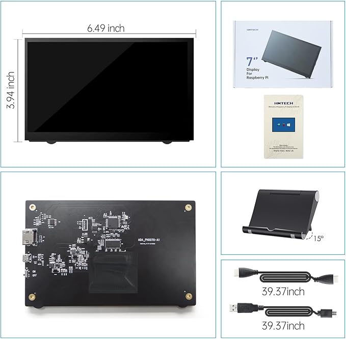 HMTECH 7 Inch Raspberry Pi Screen 800x480 HDMI Portable Monitor IPS LCD Screen - Image 7