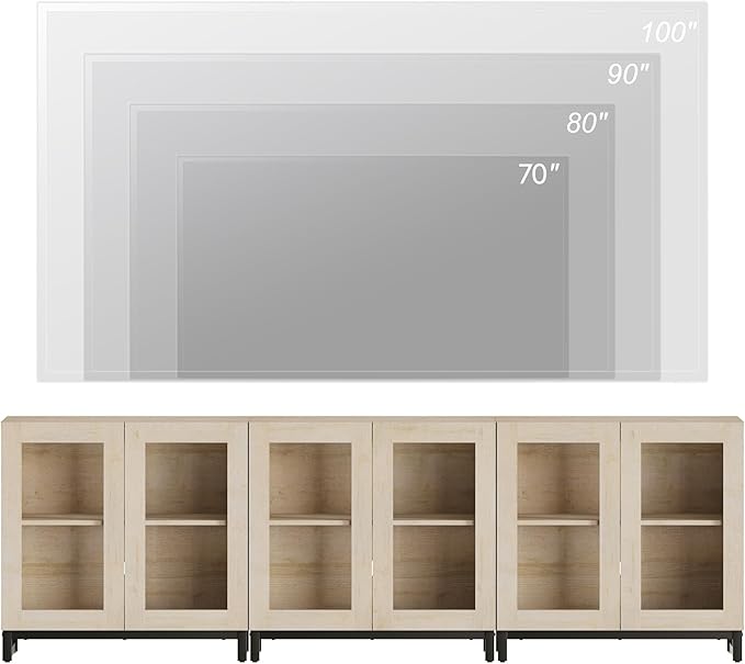 WAMPAT Modern TV Stand with Glass Doors - Image 5