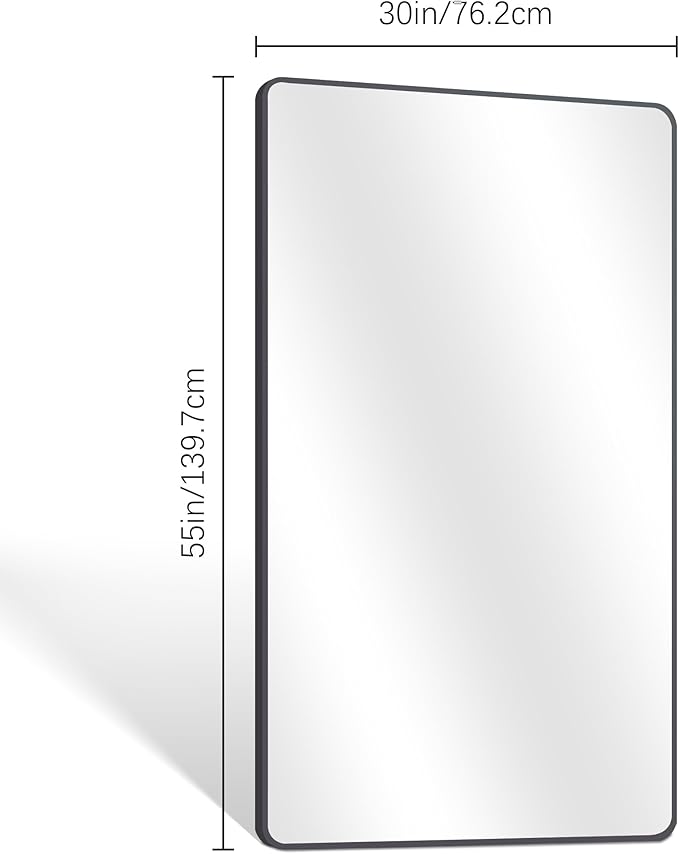 30" x 55"Bathroom Mirror, Matte Black Wall Mirror - Image 6