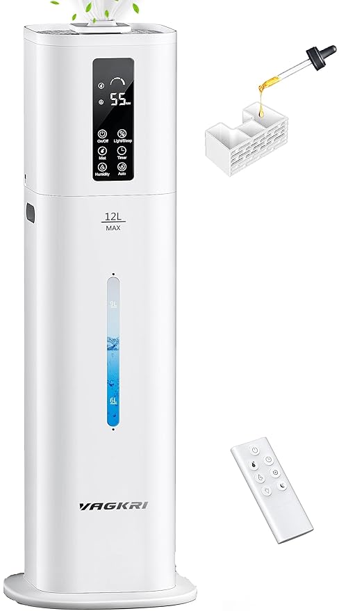 VAGKRI 12L Large Room Humidifier, 120H Long Lasting Cool Mist, 3 Mist Levels by VAGKRI