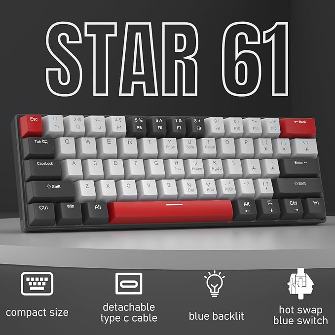 Camiysn 60% Mechanical Gaming Keyboard, Mixed Color Keycaps Gaming Keyboard - Image 2