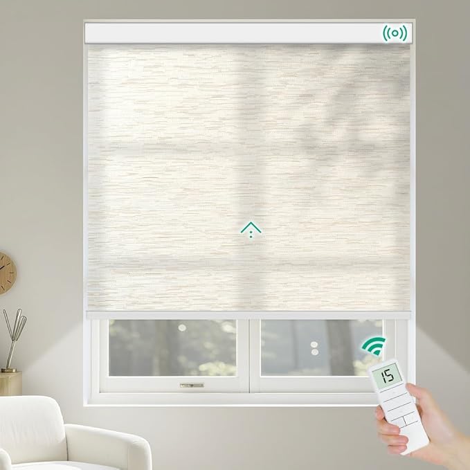 Kilonity Motorized Roller Shades, Light Filtering Remote Control Custom Window by Unknown