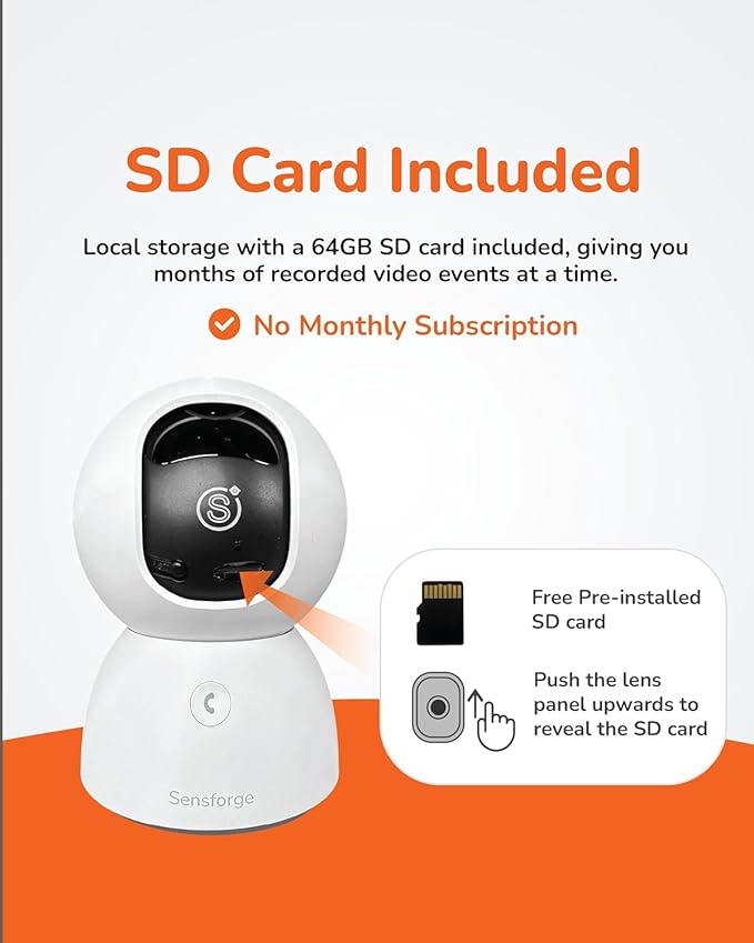 Sensforge 2.5K White Indoor Pan-Tilt Dome Security Camera, AI Human & Pet - Image 7