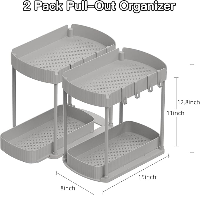 Ukeetap 2 Pack Multi-Purpose Pull-Out Storage Organizers, Under Sink Organizers - Image 2