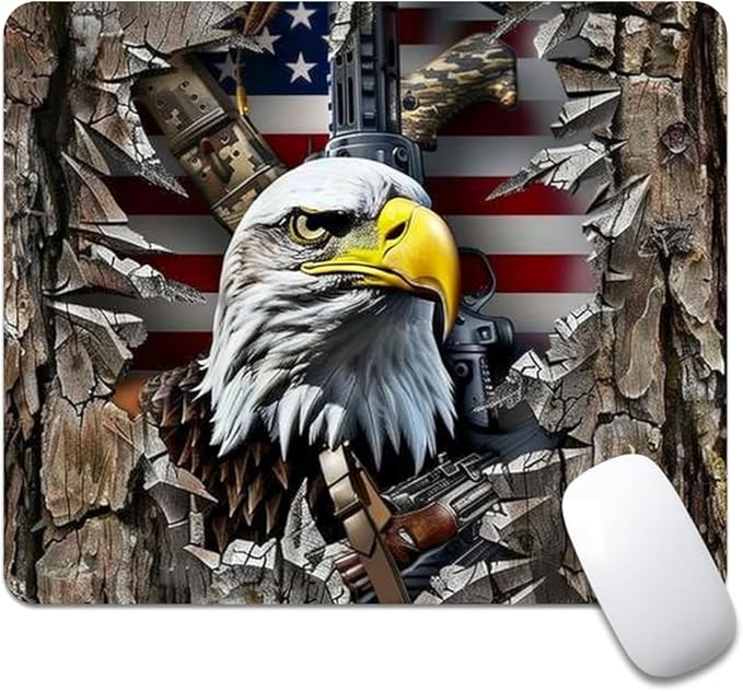 American Flag Eagle rip Oak camo Square Mouse pad, Waterproof, Anti Slip Rubber by Goodsprout