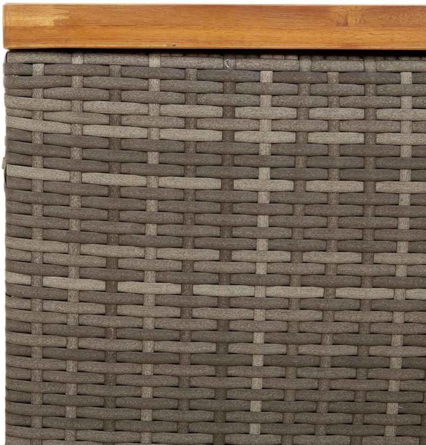 vidaxl patio storage box gray 31.5"x15.7"x18.9" poly rattan, front angle view