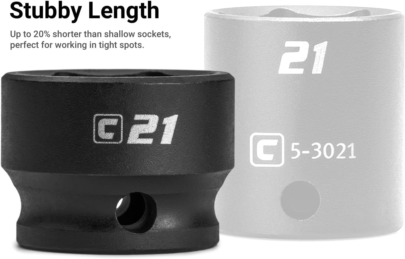 Capri Tools Stubby Impact Socket Set (3/8" Drive/Metric Set)