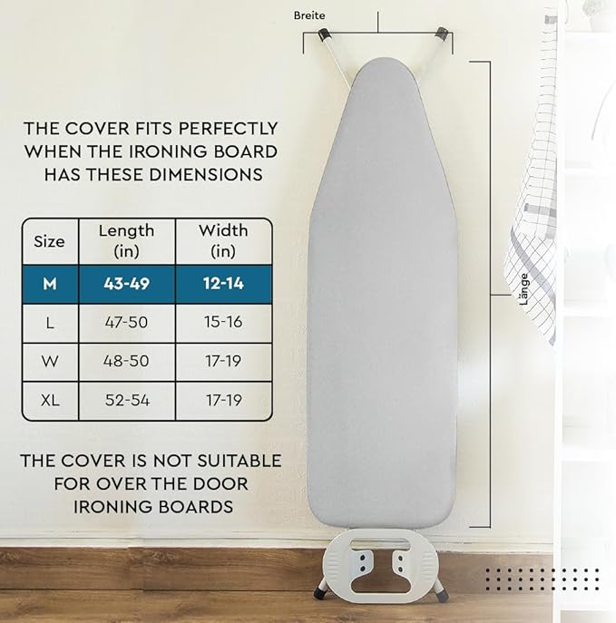 Encasa XO Ironing Board Cover And Pad 42"x14" - 4mm Felt & 2mm foam Metallized - Image 3