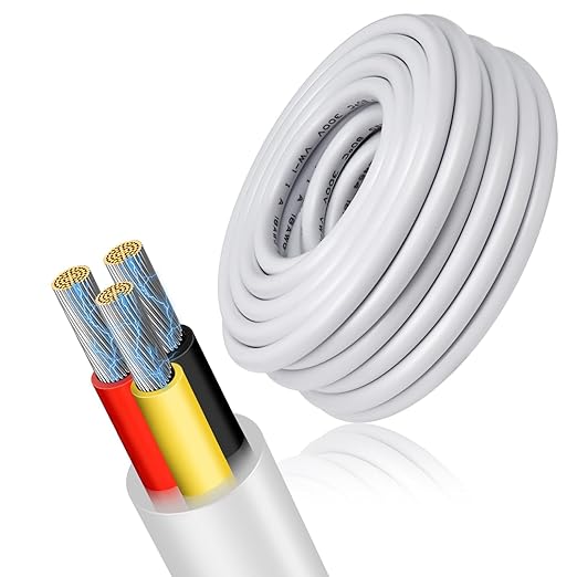 20 Gauge 3 Conductor Electrical Wire, 16.4 FT Low Voltage 20/3 Tinned Copper by RESHAKE