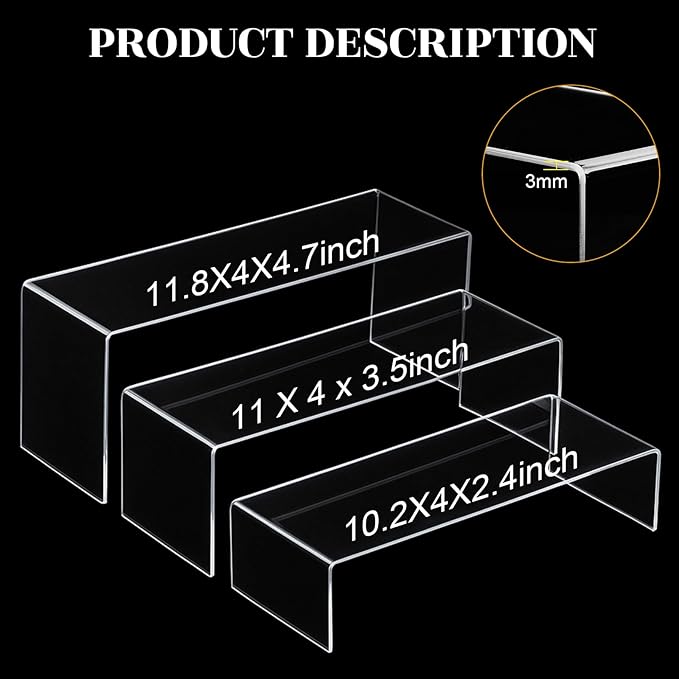 Chuangdi 2 Sets Acrylic Display Risers, Product Stand, Jewelry Display Riser - Image 2