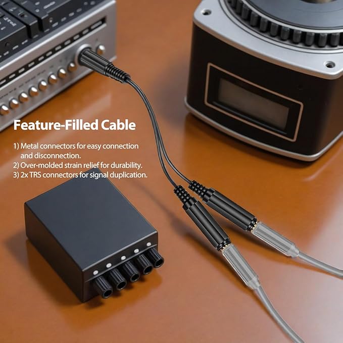 ICESPRING 1/4" 6.35mm Stereo Plug/Male to Dual 1/4" 6.35mm Jack/Female Splitter - Image 5
