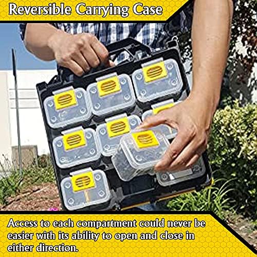 hardware tackle box storage with patented removable compartment, close-up detail
