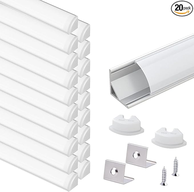 VST 20pack 3.3ft LED Channel, V Shape Led Diffuser Channel, LED Aluminum by VSTLighting
