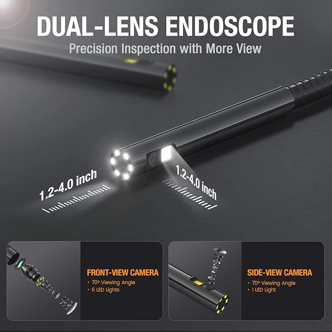 Dual Lens Endoscope with 5" Monitor, Teslong NTS500 Industrial Waterproof - Image 3