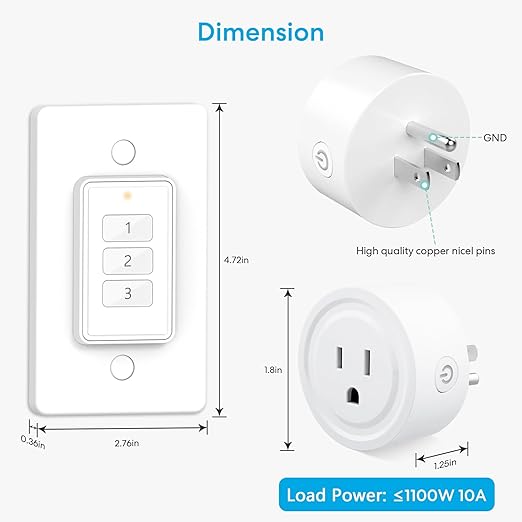 LoraTap 656ft Wireless Wall-Switch: Remote Control Outlet 3 Pack — Lights & - Image 9