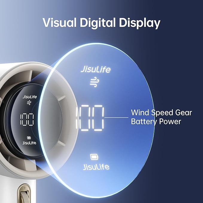JISULIFE Portable Handheld Fan, Speed Adjustable Turbo Mini and 3600mAh Battery - Image 3