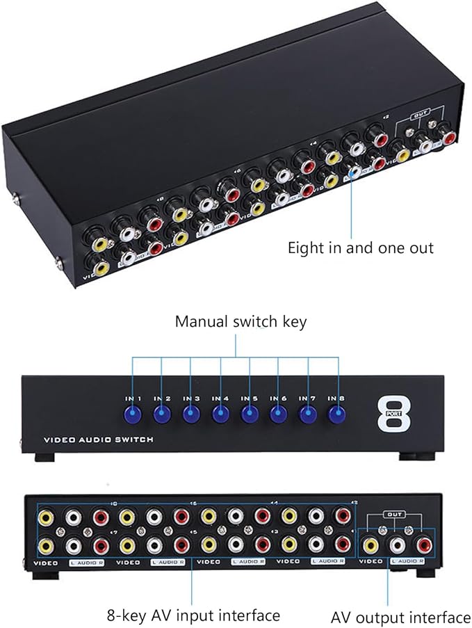 Manual 8Way Video Signals Switcher Box 8in 1Out Video Vid Switching Box - Image 8