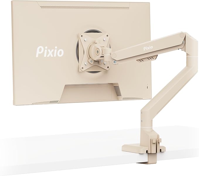 Pixio PS1S Wave Beige Single Monitor Arm Stand Desk Mount by Pixio