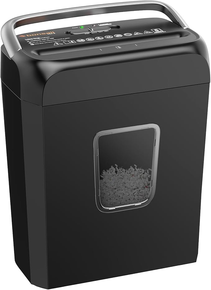Bonsaii Shredders for Home Use, 3.4 Gal Wastebasket, 6-Sheet Cross-Cut Credit by bonsaii