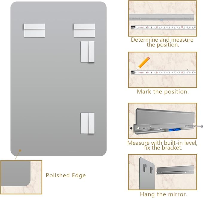 Mirrorons 18x24 Frameless Bathroom Mirror, Rounded Corner Bathroom Vanity Mirror - Image 7
