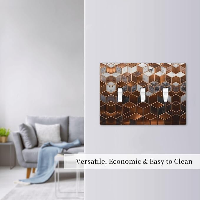 Bvtewkhz Brown Abstract Luxury Modern Geometric Cubic Marble 3 Gang Triple - Image 6