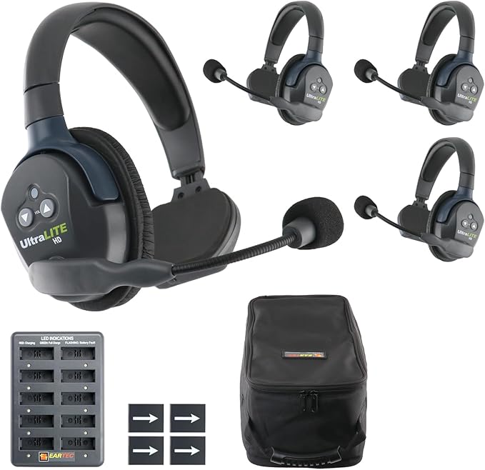 EARTEC UL4S Ultralite-HD 4-Person Full Duplex Wireless Intercom Headset by Eartec