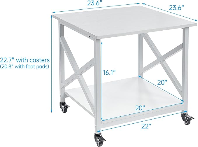 Fannova 23.6 x 23.6 Inches Large Printer Stand, 2 Tier Square Printer Table - Image 2