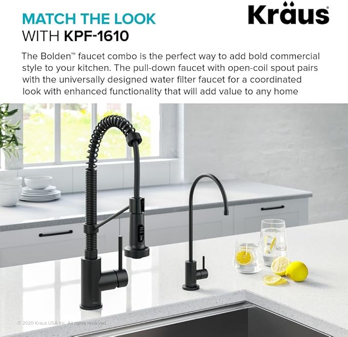 KRAUS Purita 100% Lead-Free Kitchen Water Filter Faucet in Matte Black - Image 4
