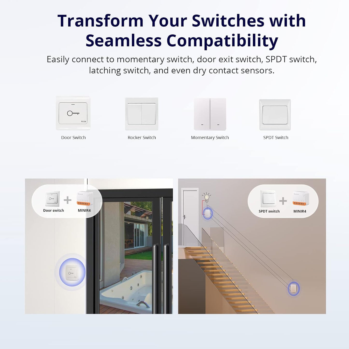 SONOFF MINIR4 10A Smart WiFi Extreme Wireless Light Switch,Universal DIY Module for Smart Home Automation Solution, Compatible with Alexa & Google Home, No Hub Required,4 Pack