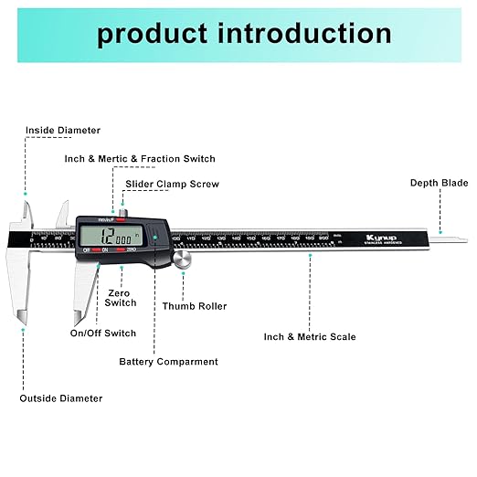 Kynup Digital Caliper, 8 Inch Micrometer Caliper Tool, Vernier Caliper - Image 5