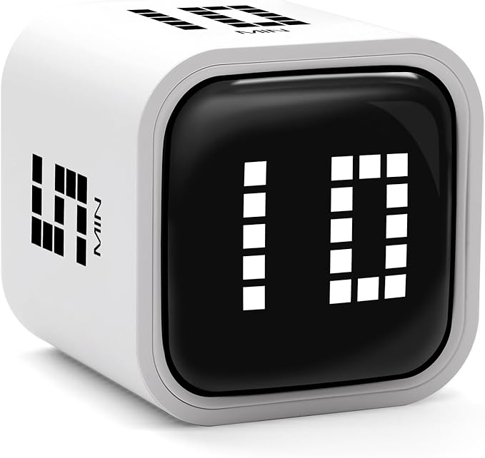 Rotating Productivity Timer 5, 60 Minutes Preset, Desk Cube w/Gravity Sensor by Exlliy