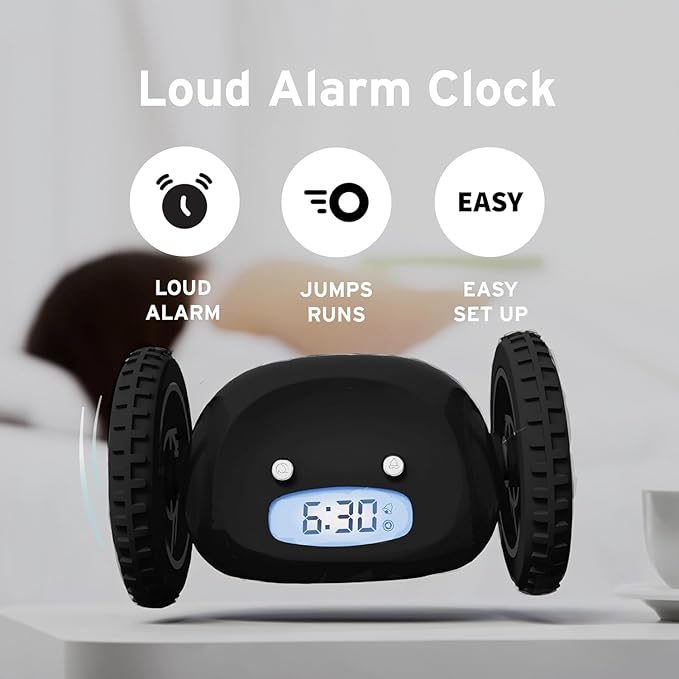 CLOCKY Extra Loud Alarm Clock for Heavy Sleepers on Wheels Rolls Runaway - Image 2