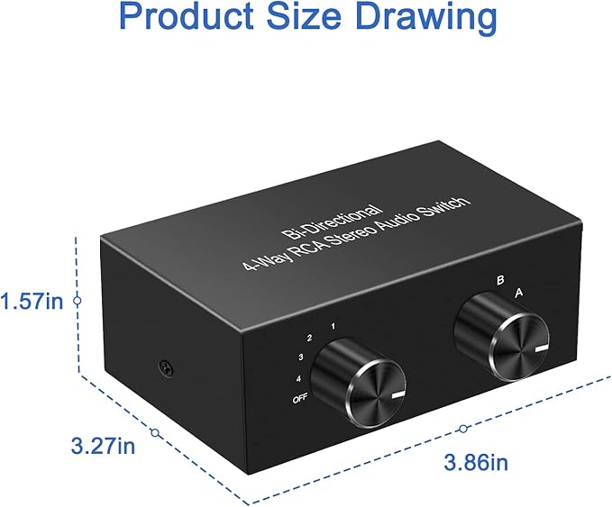 Y.D.F 4-Way Bi-Directional RCA Switch, HiFi AV L/R Sound Channel 2 in 4 Out or - Image 4