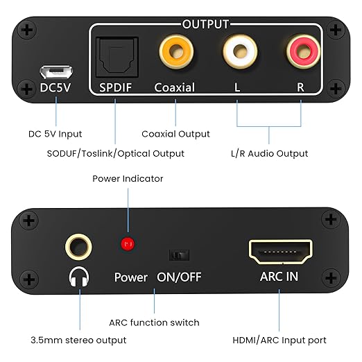 192KHz HDMI ARC to Optical Audio Adapter Analog RCA Audio Converter ARC Input - Image 3