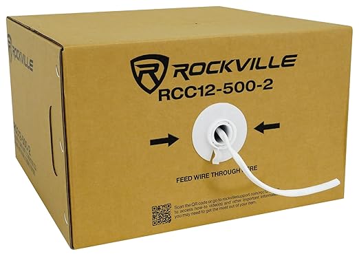 Rockville RCC12-500-2 12 AWG 500ft CCA Speaker Wire, CL2 Rated In-Wall/Ceiling by Rockville