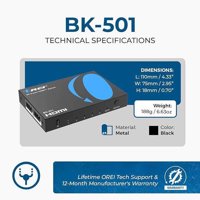 OREI 8K HDMI Switch 5 in 1 Out – HDMI Switch - Image 5