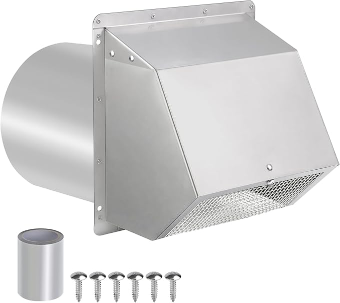 10 Inch Hooded Wall Vent with Screen and Damper, Exterior Wall Exhaust Vent by JYINCPED