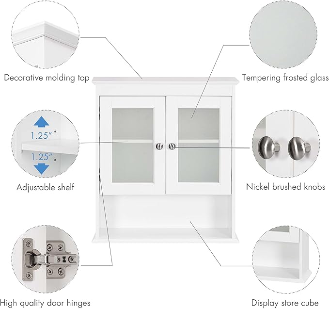 Spirich Bathroom Cabinet Wall Mounted, Medicine Cabinet Organizer - Image 5
