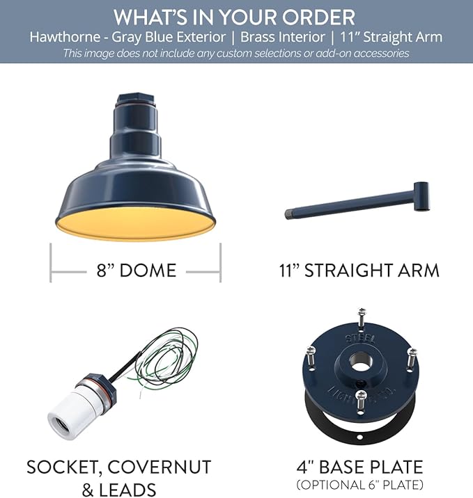 Steel Lighting Co. Hawthorne Barn Light | Outdoor Wall Mounted | 8 inch Dome | - Image 6