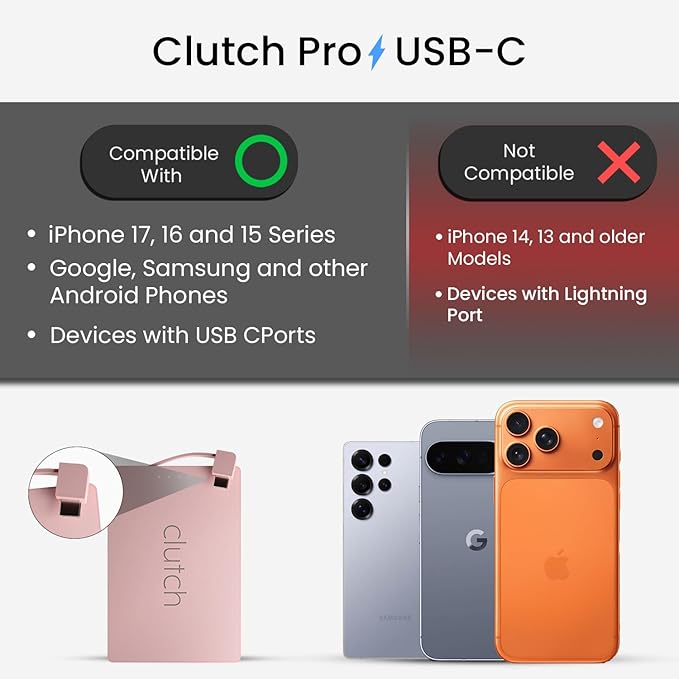 Clutch - Pro USB-C Portable Charger - Compatible - Power Bank Magnetic Battery - Image 2