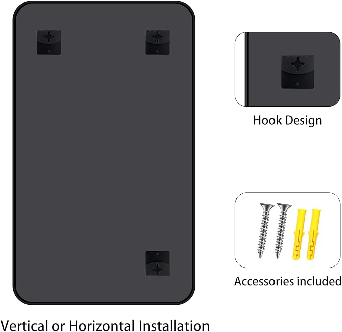 FORBATH Bathroom Mirror for Over Sink 24x40 Inch Black, Rectanglar Wall Mirror - Image 8