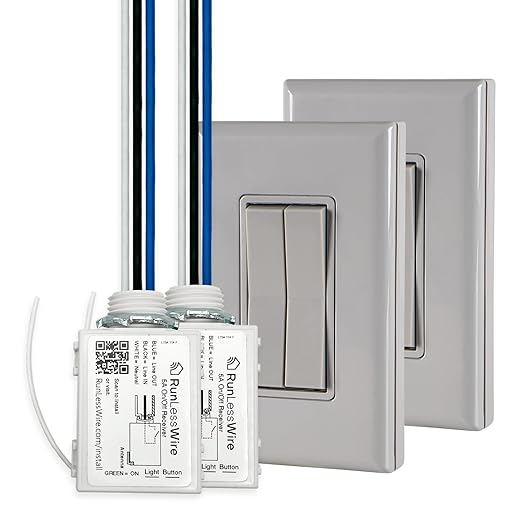 RunLessWire 3-Way Fan & Light Battery-Free DIY Kinetic Wireless Light Switch Kit by RunLessWire