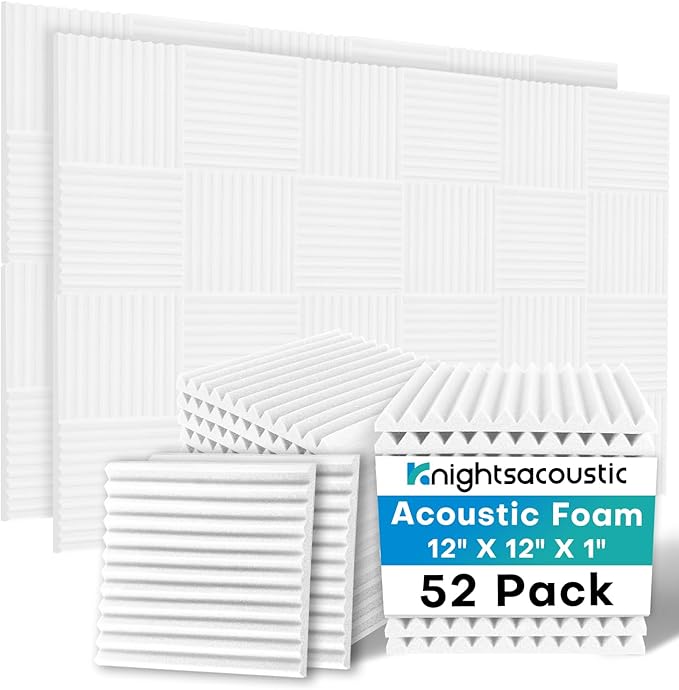 Knightsacoustic 52 Pack White Sound Proof Foam Panels by Knightsacoustic