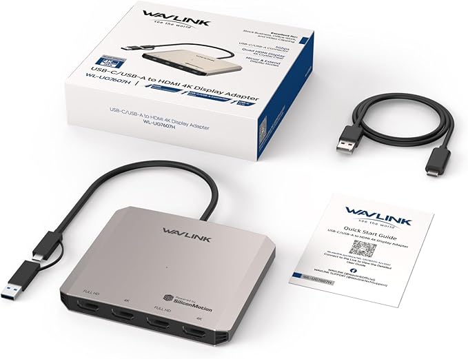 WAVLINK 4-Port HDMI Splitter, USB C to Quad Monitor 4K Adapter, Universal USB A - Image 8