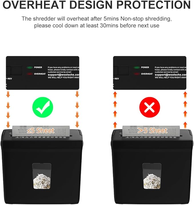 Woolsche Paper Shredder for Home, 5 Sheet Desktop Cross Cut - Image 5